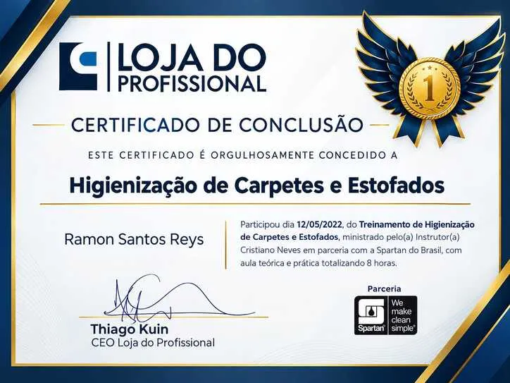 Certificação de Ramon Reys, responsável técnico da H.R. Higienização