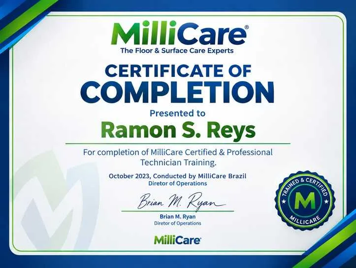 Certificação de Ramon Reys, responsável técnico da H.R. Higienização